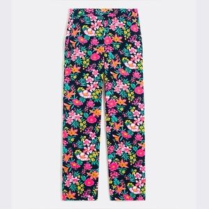 J. Crew Jamie flare-leg cropped navy/floral print pants